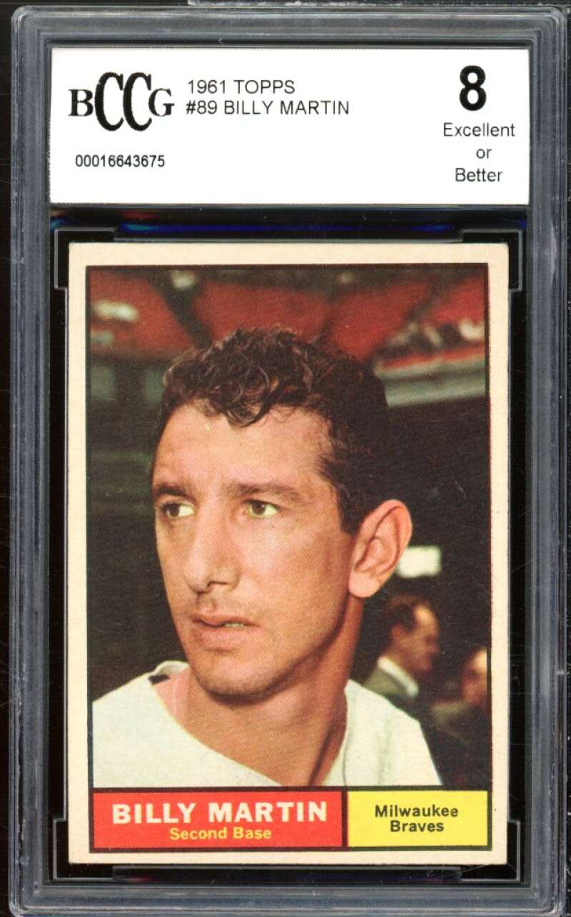 1961 Topps #89 Billy Martin Card BGS BCCG 8 Excellent+ Image 1