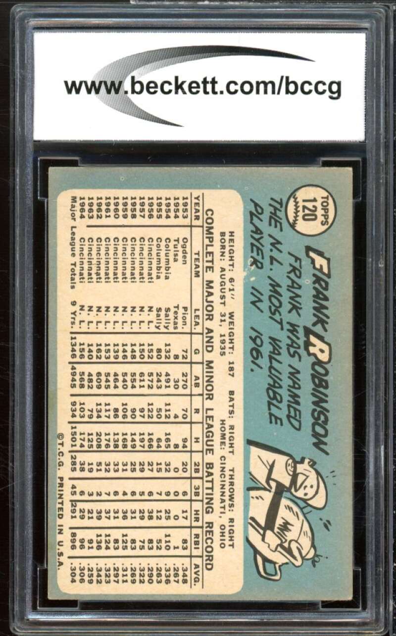 1965 Topps #120 Frank Robinson Card BGS BCCG 7 Very Good+ Image 2