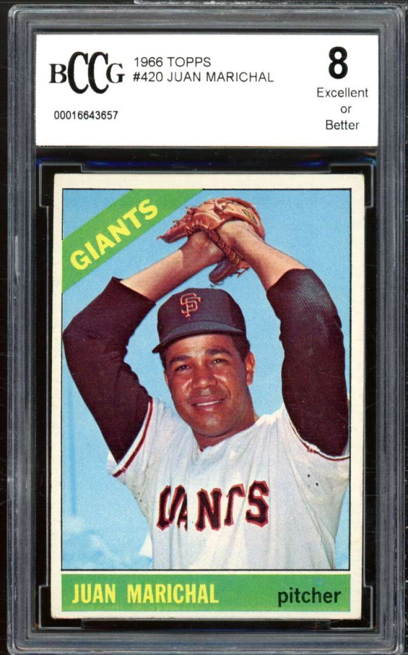 1966 Topps #420 Juan Marichal Card BGS BCCG 8 Excellent+ Image 1