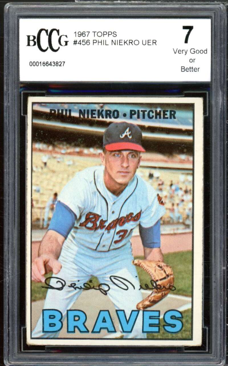 1967 Topps #456 Phil Niekro Card BGS BCCG 7 Very Good+ Image 1