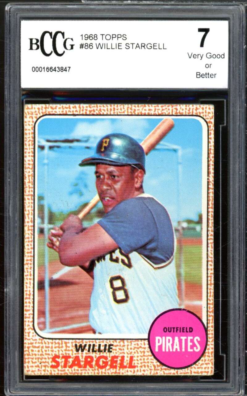 1968 Topps #86 Willie Stargell Card BGS BCCG 7 Very Good+ Image 1