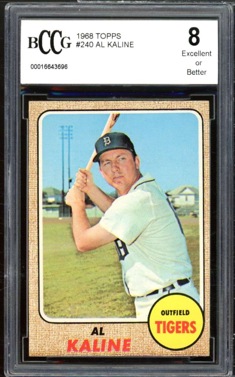 1968 Topps #240 Al Kaline Card BGS BCCG 8 Excellent+ Image 1