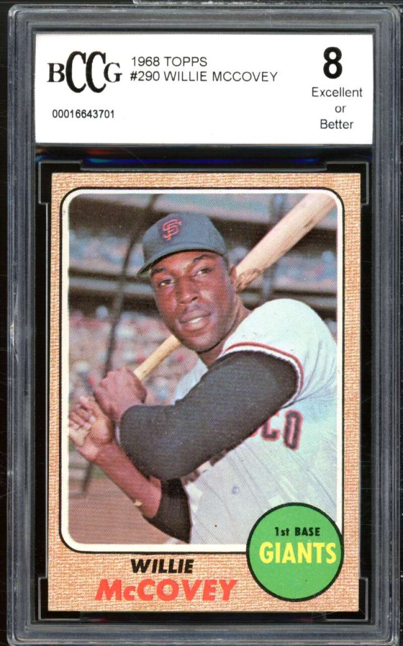 1968 Topps #290 Willie McCovey Card BGS BCCG 8 Excellent+ Image 1