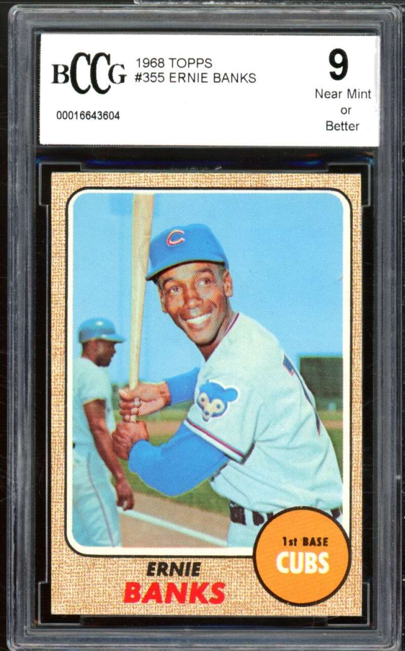 1968 Topps #355 Ernie Banks Card BGS BCCG 9 Near Mint+ Image 1