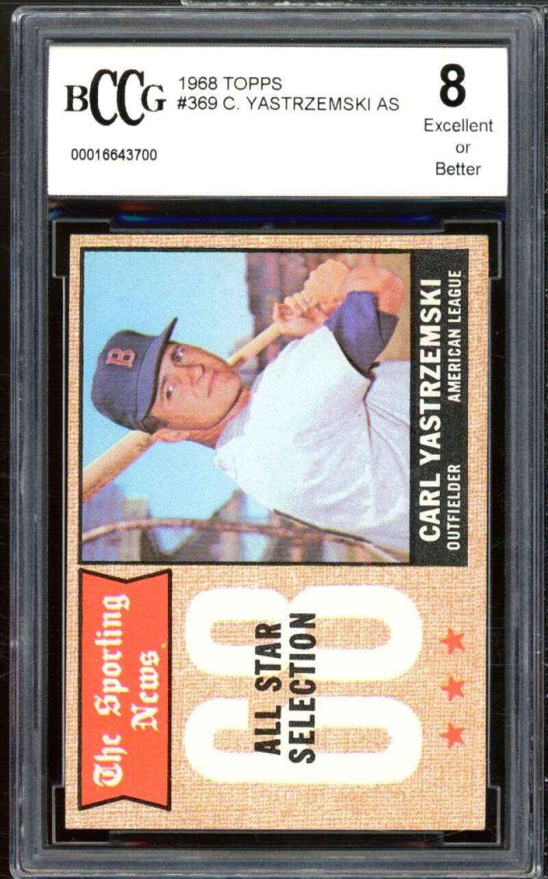 1968 Topps #369 Carl Yastrzemski AS Card BGS BCCG 8 Excellent+ Image 1