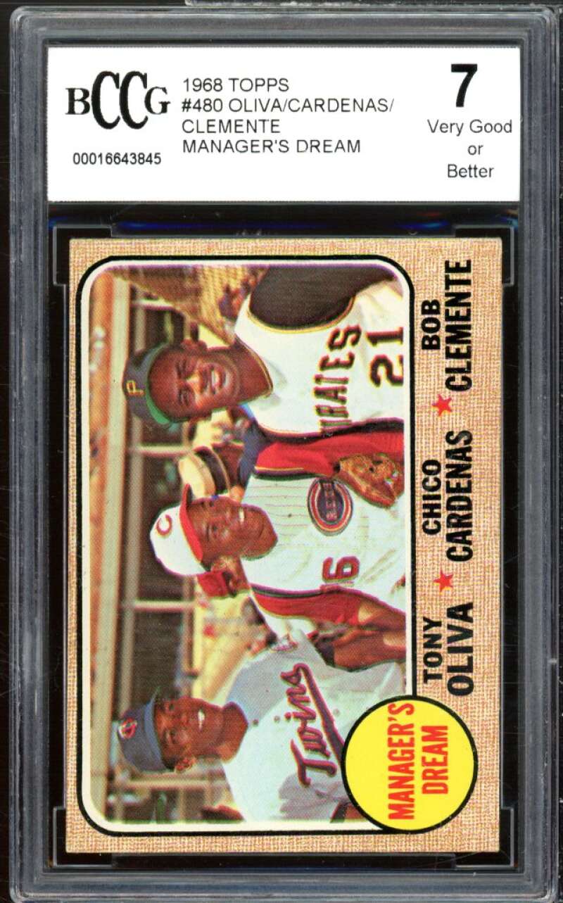 1968 Topps #480 Oliva/Cardenas/Clemente Managers Dream BGS BCCG 7 Very Good+ Image 1