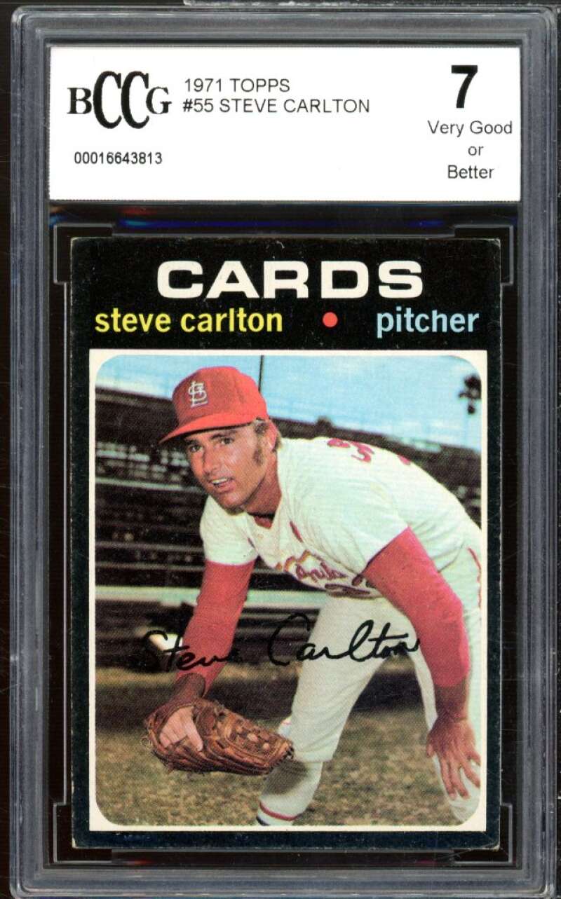 1971 Topps #55 Steve Carlton Card BGS BCCG 7 Very Good+ Image 1