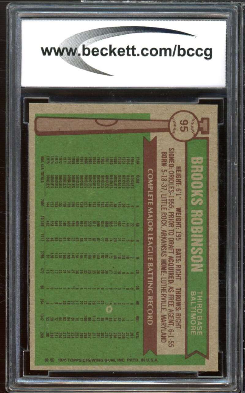 1976 Topps #95 Brooks Robinson Card BGS BCCG 8 Excellent+ Image 2