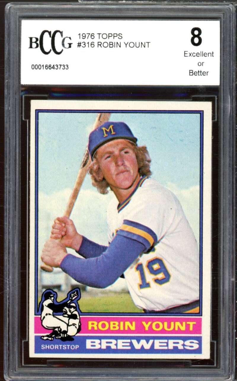 1976 Topps #316 Robin Yount Card BGS BCCG 8 Excellent+ Image 1