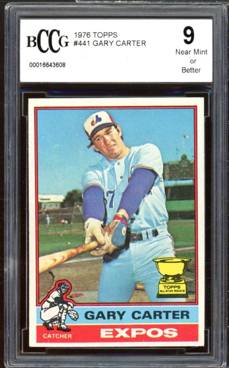 1976 Topps #441 Gary Carter Card BGS BCCG 9 Near Mint+ Image 1