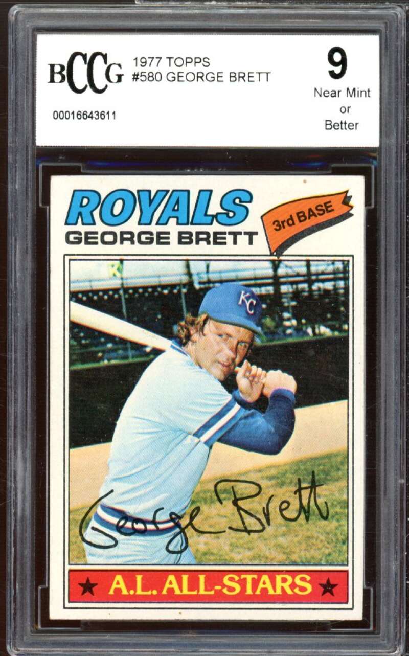 1977 Topps #580 George Brett Card BGS BCCG 9 Near Mint+ Image 1