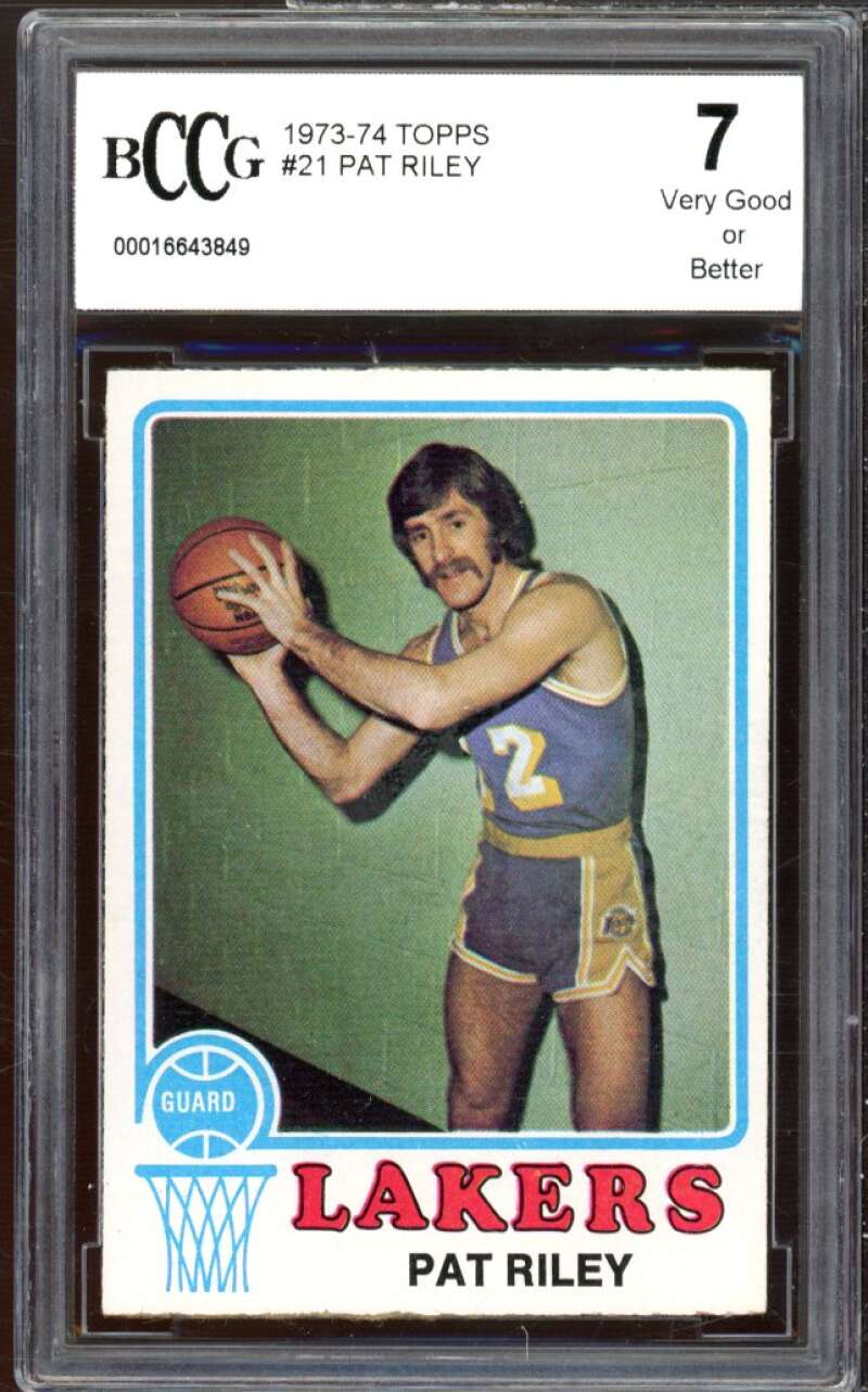 1973-74 Topps #21 Pat Riley Card BGS BCCG 7 Very Good+ Image 1