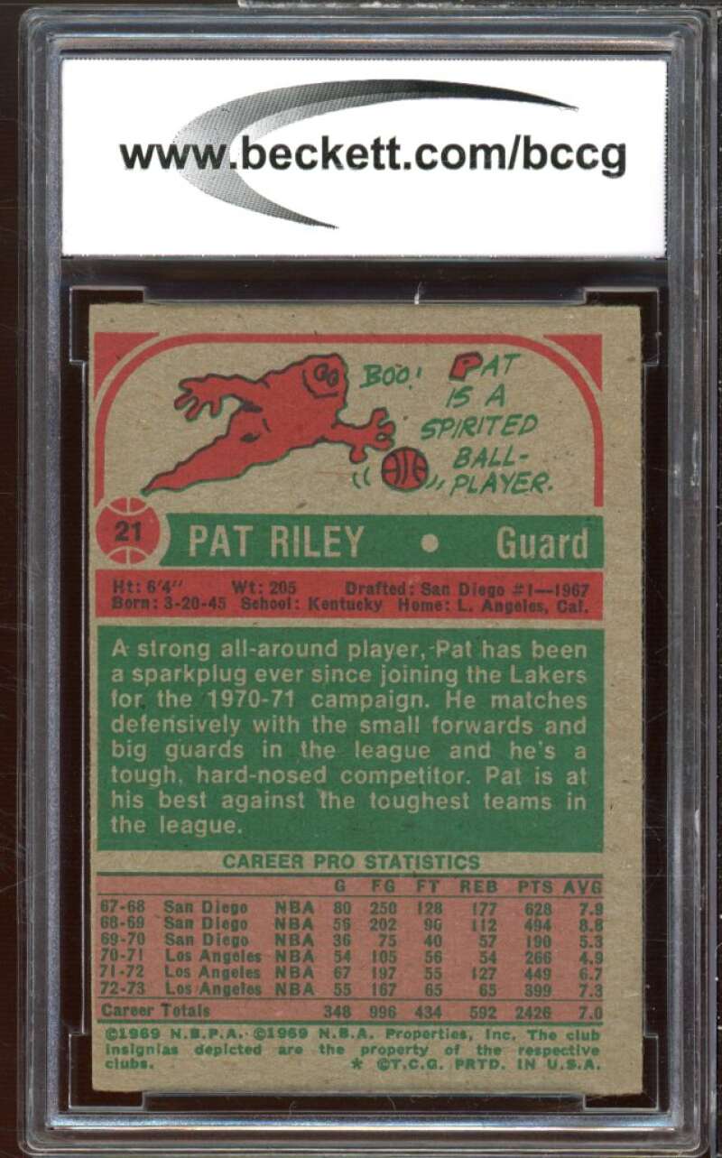 1973-74 Topps #21 Pat Riley Card BGS BCCG 7 Very Good+ Image 2