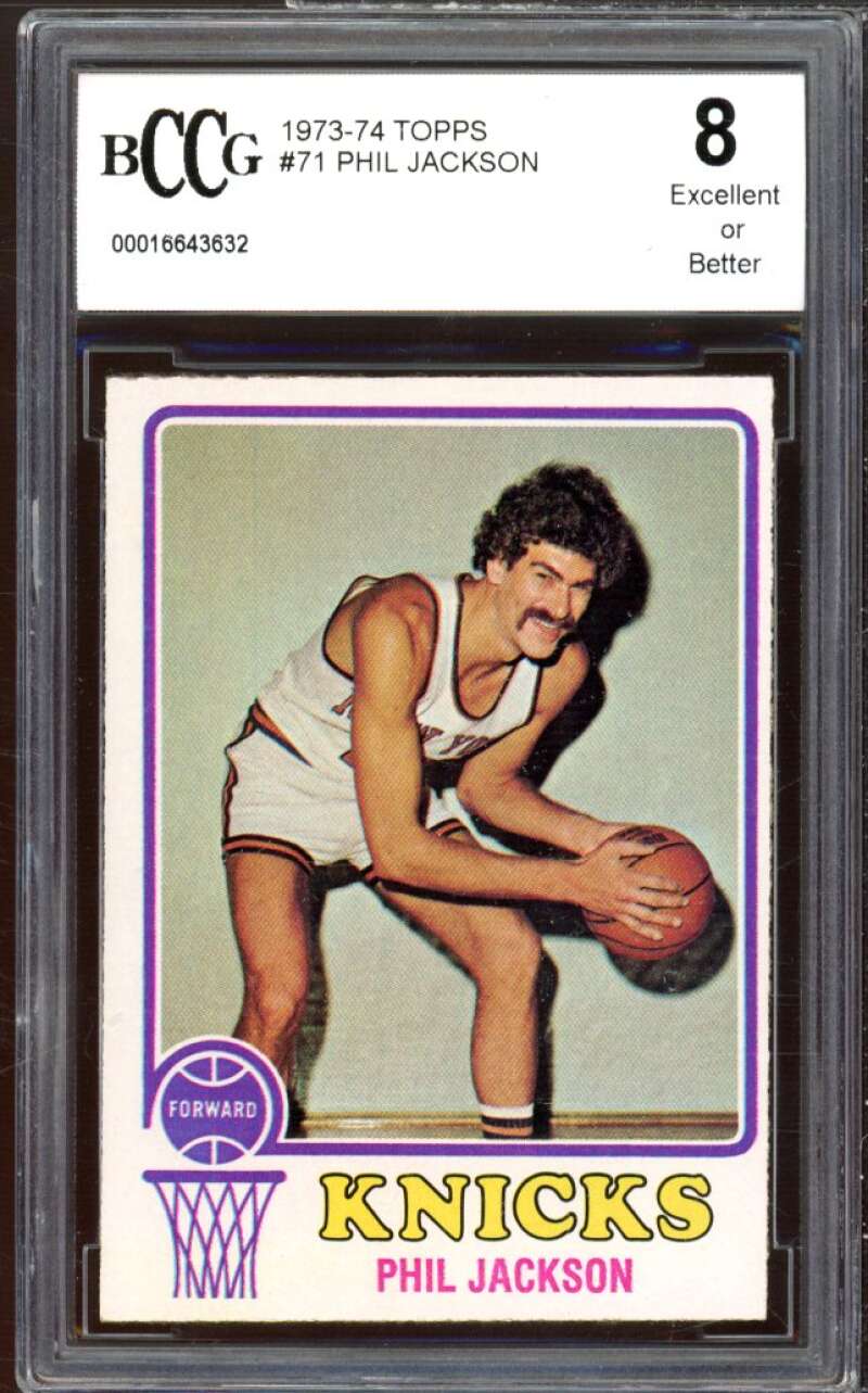 1973-74 Topps #71 Phil Jackson Card BGS BCCG 8 Excellent+ Image 1