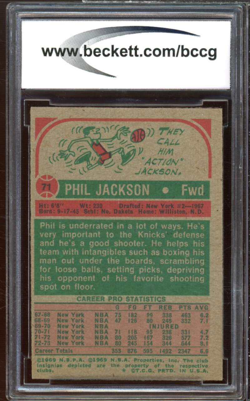 1973-74 Topps #71 Phil Jackson Card BGS BCCG 8 Excellent+ Image 2