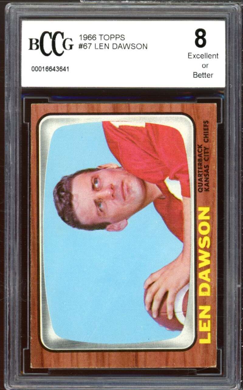 1966 Topps #67 Len Dawson Card BGS BCCG 8 Excellent+ Image 1