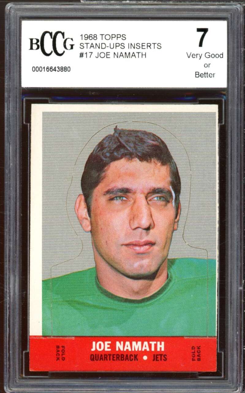 1968 Topps Stand-Ups Inserts #17 Joe Namath Card bgs bccg 7 Very Good+ Image 1