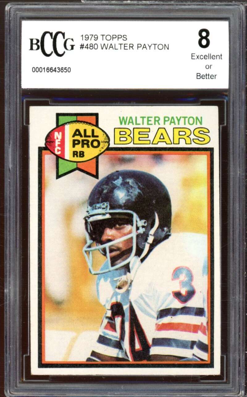 1979 Topps #480 Walter Payton Card BGS BCCG 8 Excellent+ Image 1