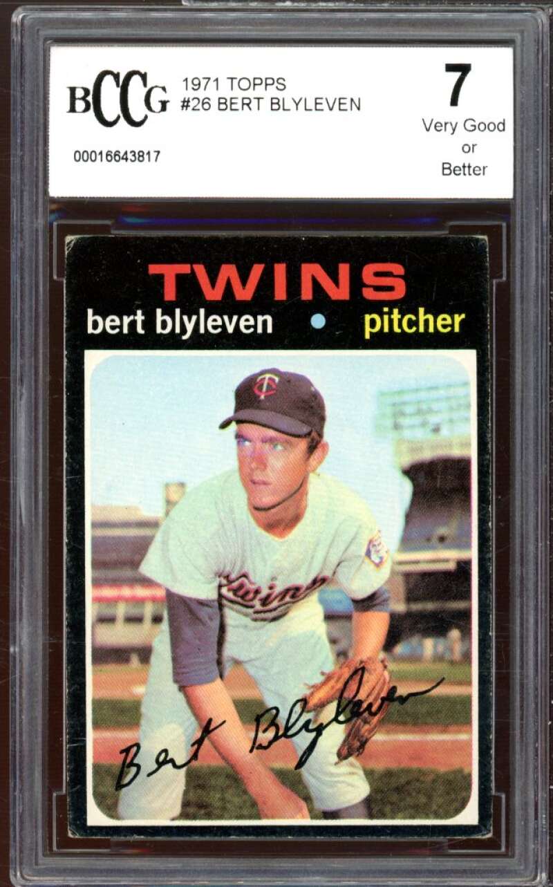 1971 Topps #26 Bert Blyleven Rookie Card BGS BCCG 7 Very Good+ Image 1