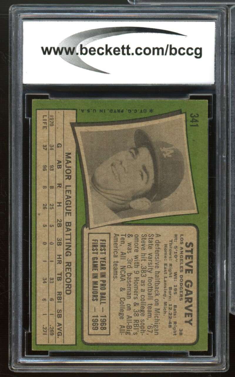 1971 Topps #341 Steve Garvey Rookie Card BGS BCCG 8 Excellent+ Image 2