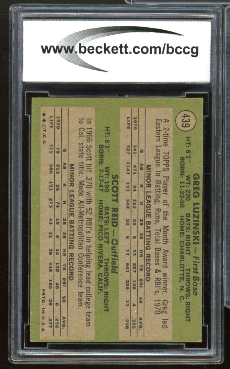 1971 Topps #439 Luzinski/Reid Card BGS BCCG 8 Excellent+ Image 2