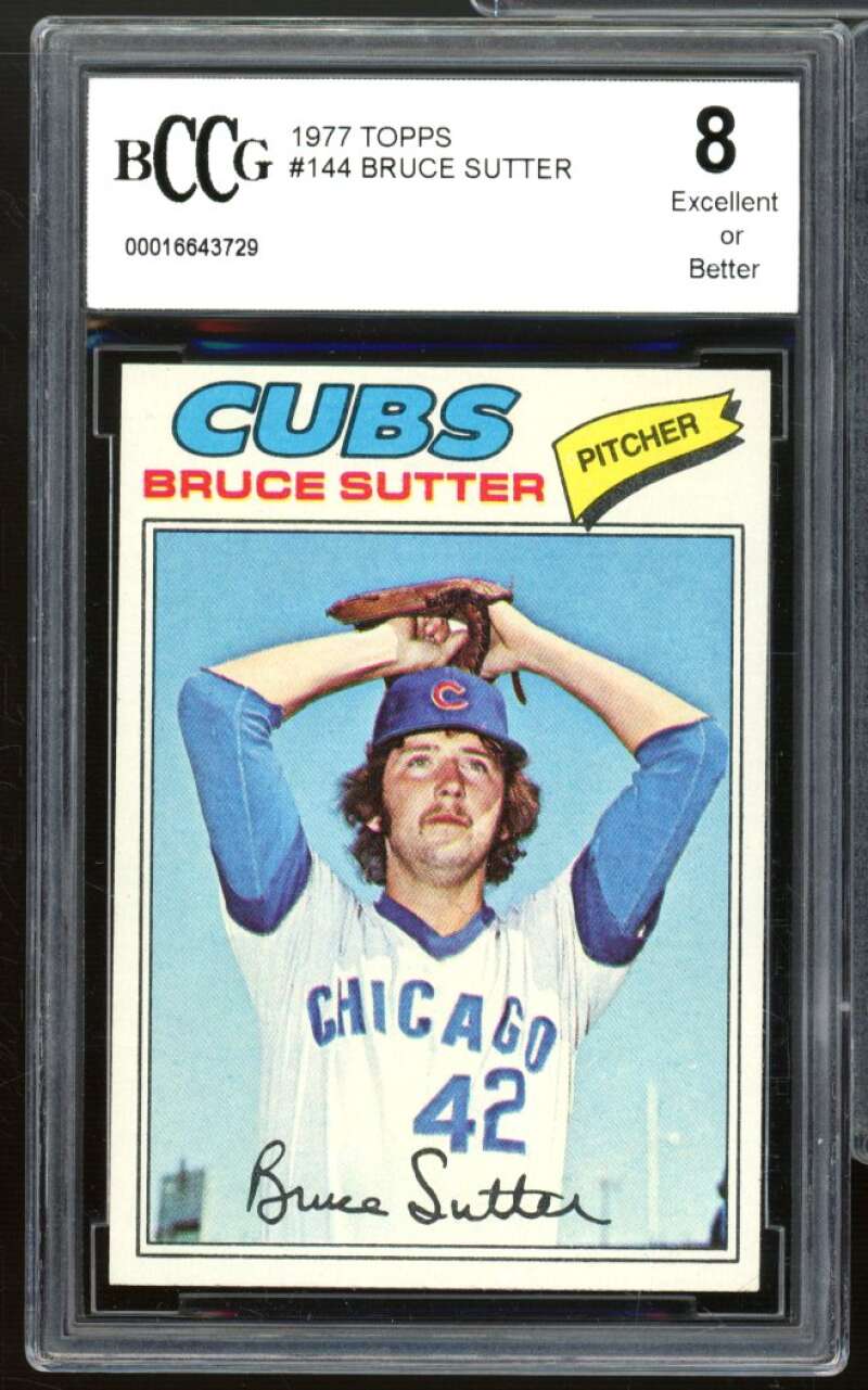 1977 Topps #144 Bruce Sutter Rookie Card BGS BCCG 8 Excellent+ Image 1