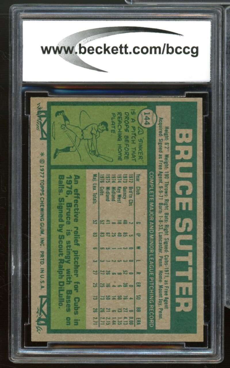 1977 Topps #144 Bruce Sutter Rookie Card BGS BCCG 8 Excellent+ Image 2