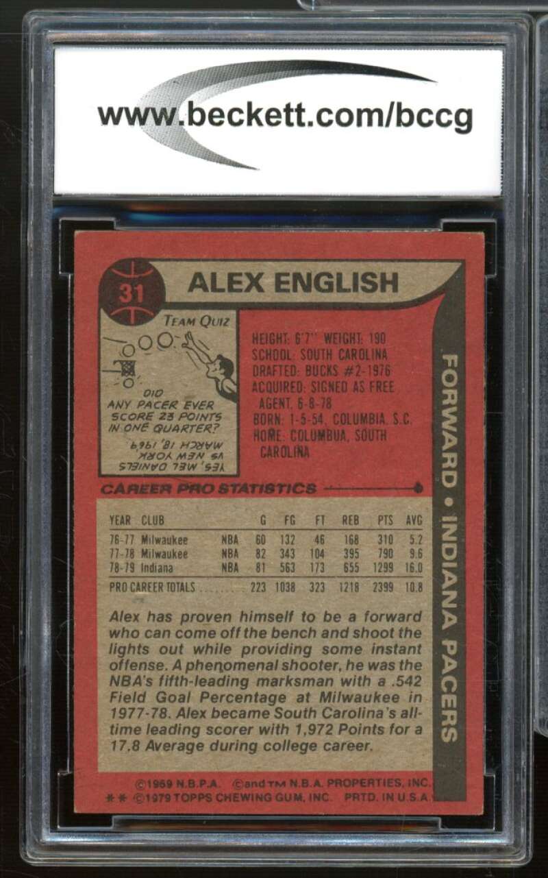 1979-80 Topps #31 Alex English Rookie Card BGS BCCG 8 Excellent+ Image 2