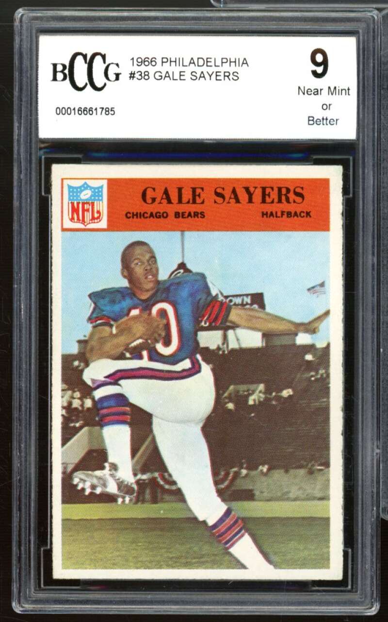 1966 Philadelphia #38 Gale Sayers Rookie Card BGS BCCG 9 Near Mint+ Image 1