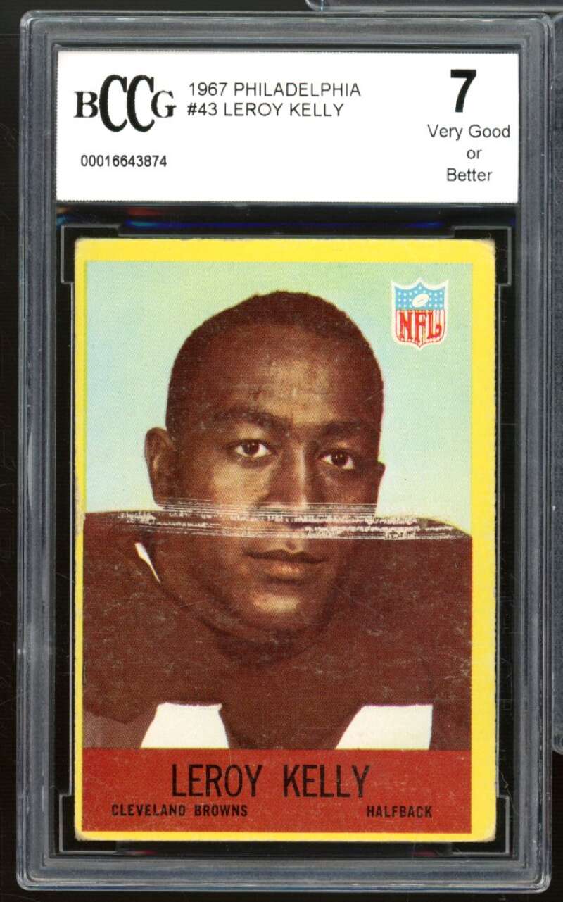 1967 Philadelphia #43 Leroy Kelly Card BGS BCCG 7 Very Good+ Image 1