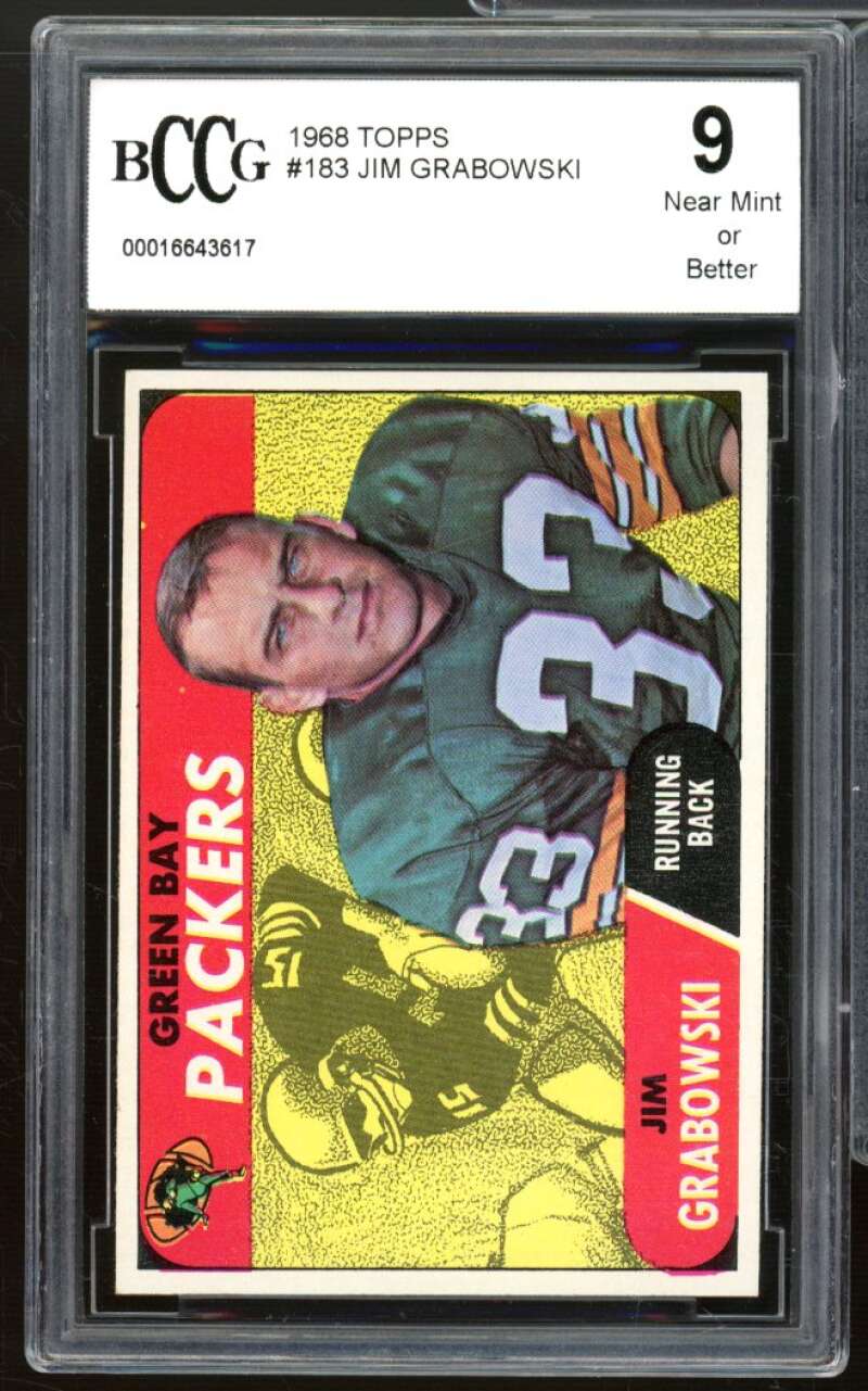 1968 Topps #183 Jim Grabowski Rookie Card BGS BCCG 9 Near Mint+ Image 1