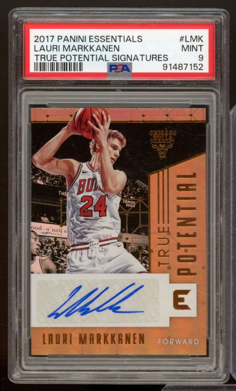 Lauri Markkanen RC 2017 Panini Essentials True Potential Signatures #LMK PSA 9 Image 1