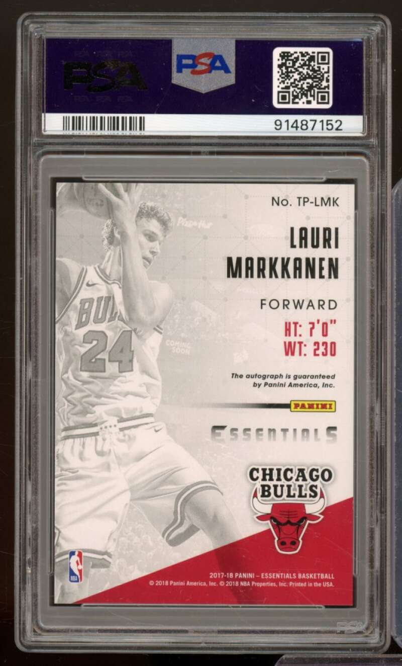 Lauri Markkanen RC 2017 Panini Essentials True Potential Signatures #LMK PSA 9 Image 2