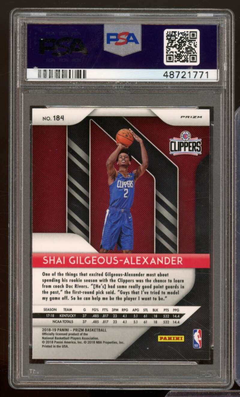 Shai Gilgeous-Alexander Rookie 2018 Panini Prizm Choice Prizm B/Y/G #184 PSA 9 Image 2