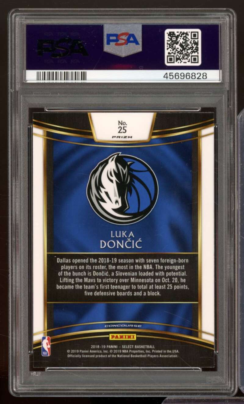 Luka Doncic Rookie Card 2018-19 Panini Select Tri-Color Prizm #25 PSA 9 Image 2