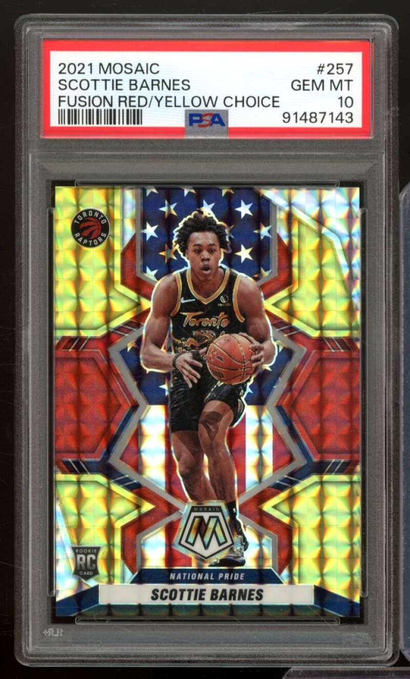 Scottie Barnes Rookie Card 2021-22 Mosaic Fusion Red/Yellow Choice #257 PSA 10 Image 1