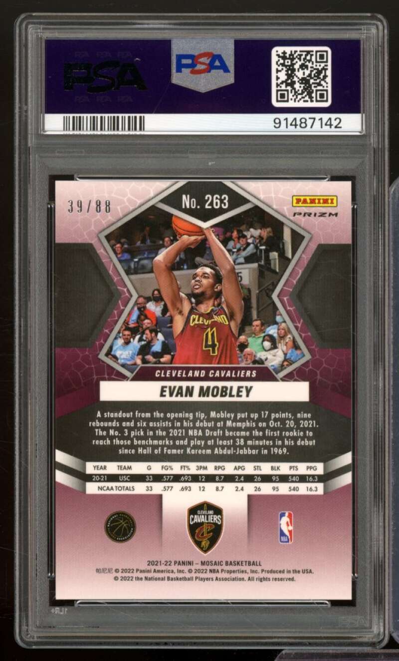 Evan Mobley Rookie Card 2021-22 Mosaic Fusion Red/Yellow Choice #263 PSA 10 Image 2