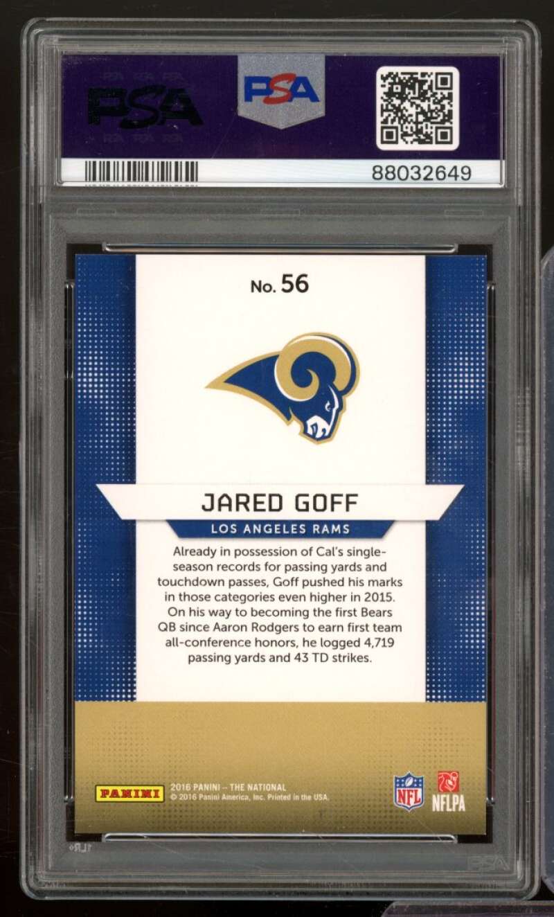 Jared Goff Rookie 2016 Panini National Convention Hyper Plaid (pop 1) #56 PSA 9 Image 2