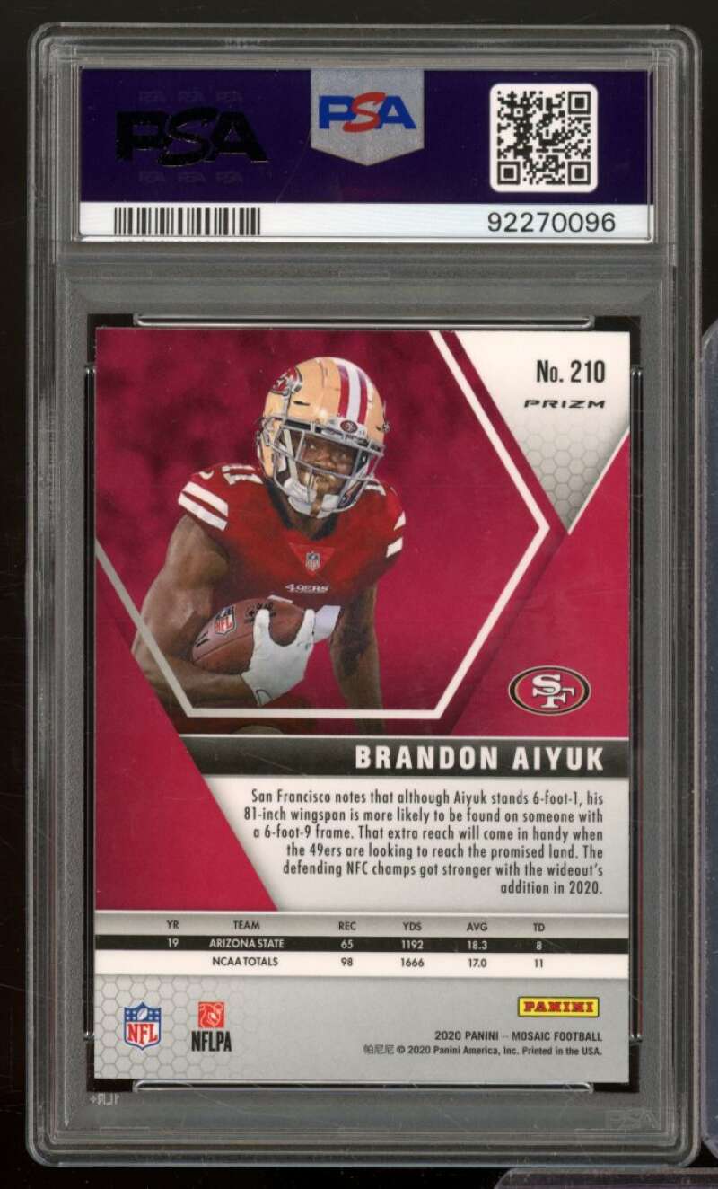 Brandon Aiyuk Rookie Card 2020 Mosaic Green Mosaic #210 PSA 10 Image 2