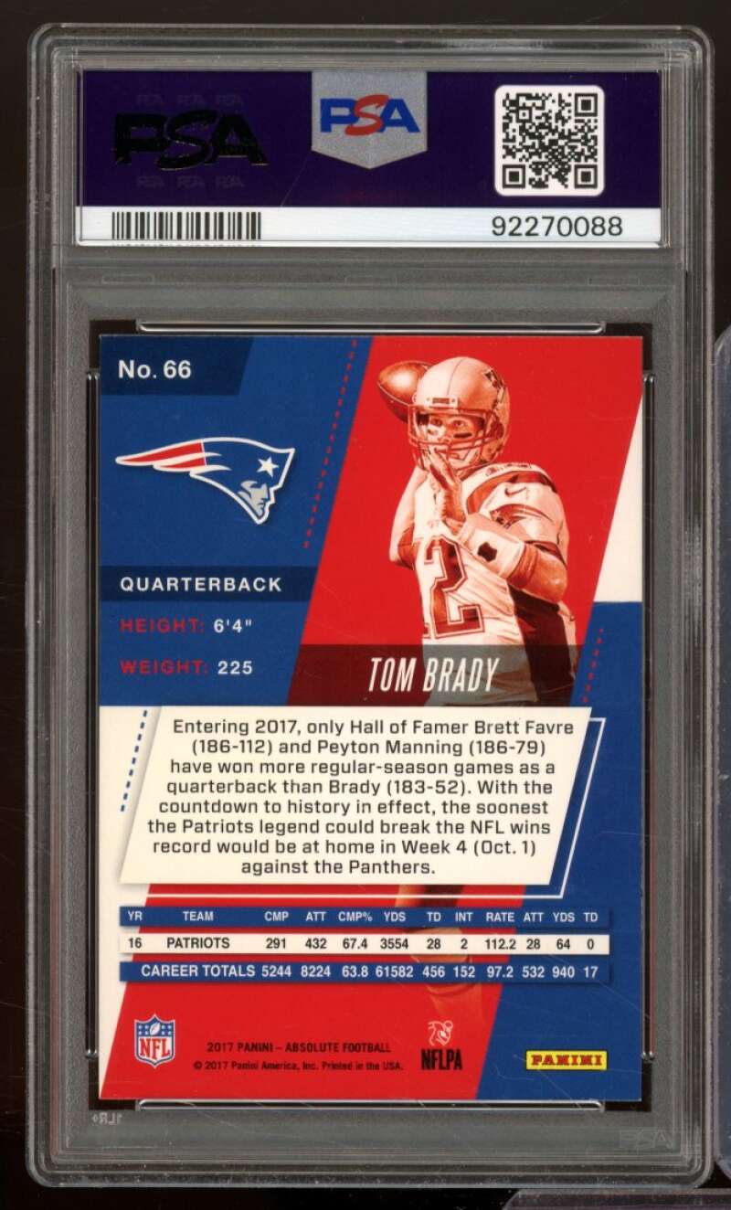 Tom Brady Card 2017 Panini Absolute #66 PSA 9 Image 2