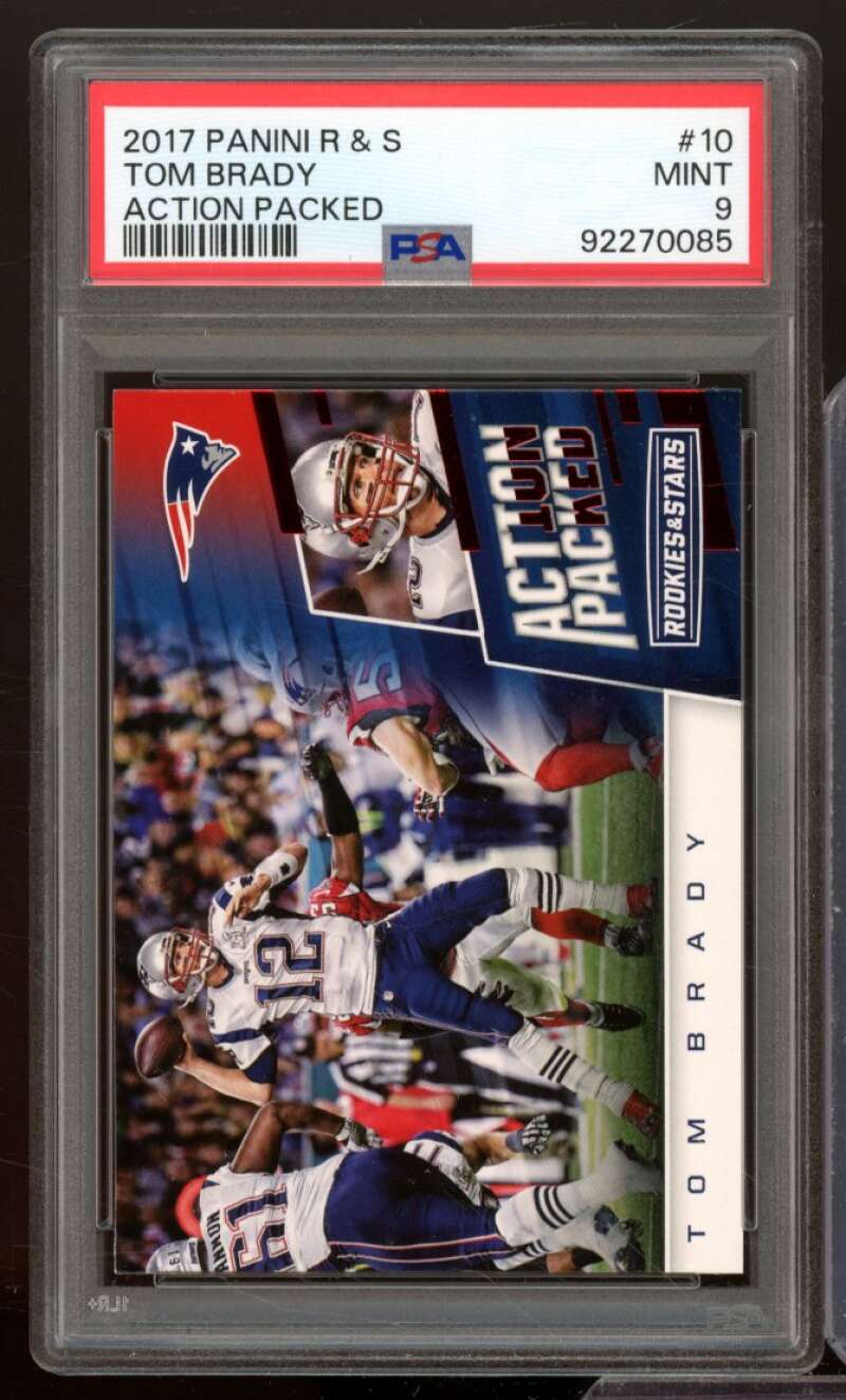 Tom Brady Card 2017 Panini Rookes Stars Action Packed #10 PSA 9 Image 1