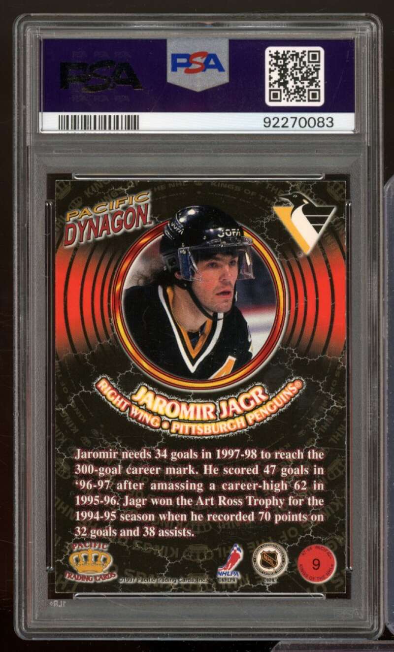 Jaromir Jagr Card 1997-98 Pacific Dynagon King Of The NHLs (pop 4) #9 PSA 8 Image 2