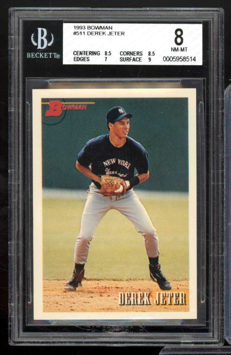 Derek Jeter Rookie Card 1993 Bowman #511 BGS 8 (8.5 8.5 7 9) Image 1