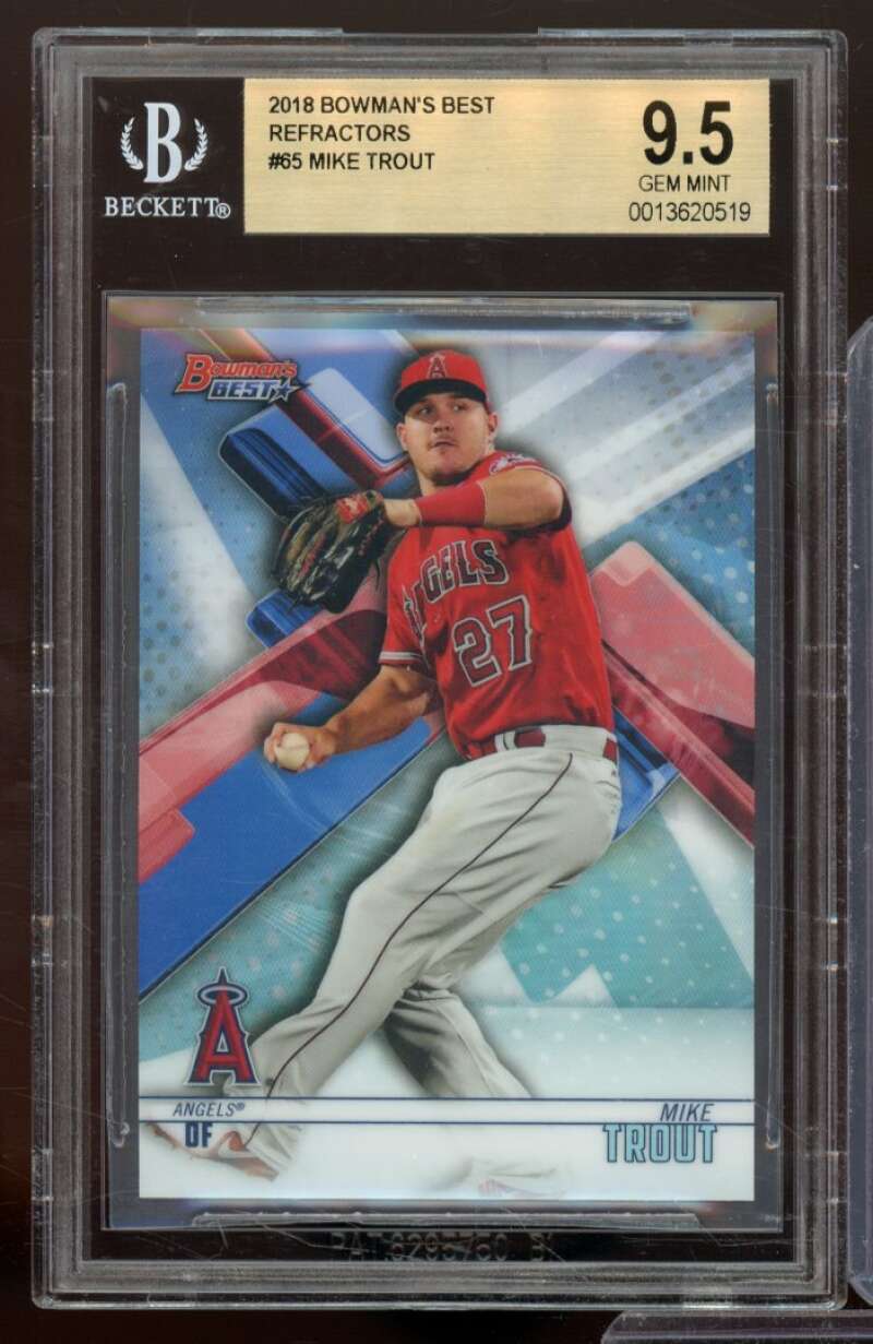 Mike Trout Card 2018 Bowman's Best Refractors #65 BGS 9.5 Image 1