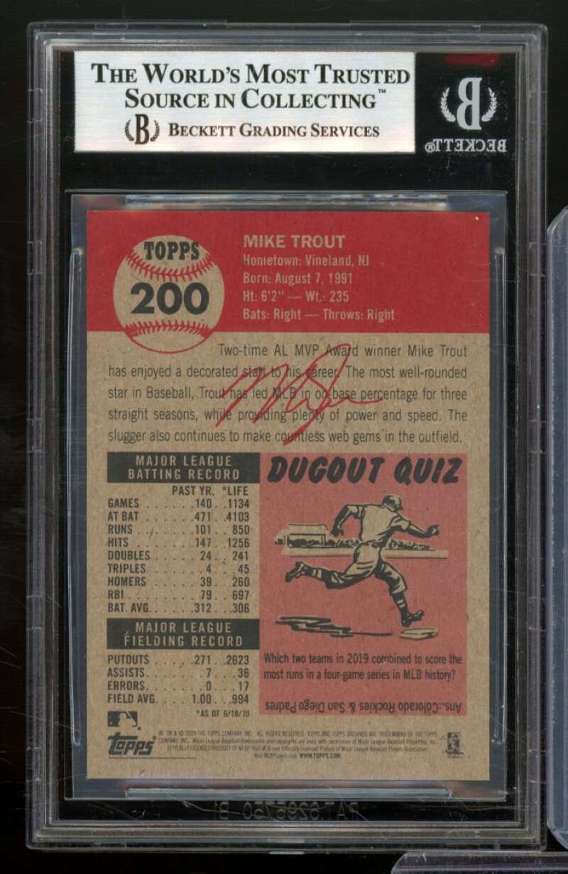 Mike Trout Card 2019 Topps Living #200 BGS 9 Image 2