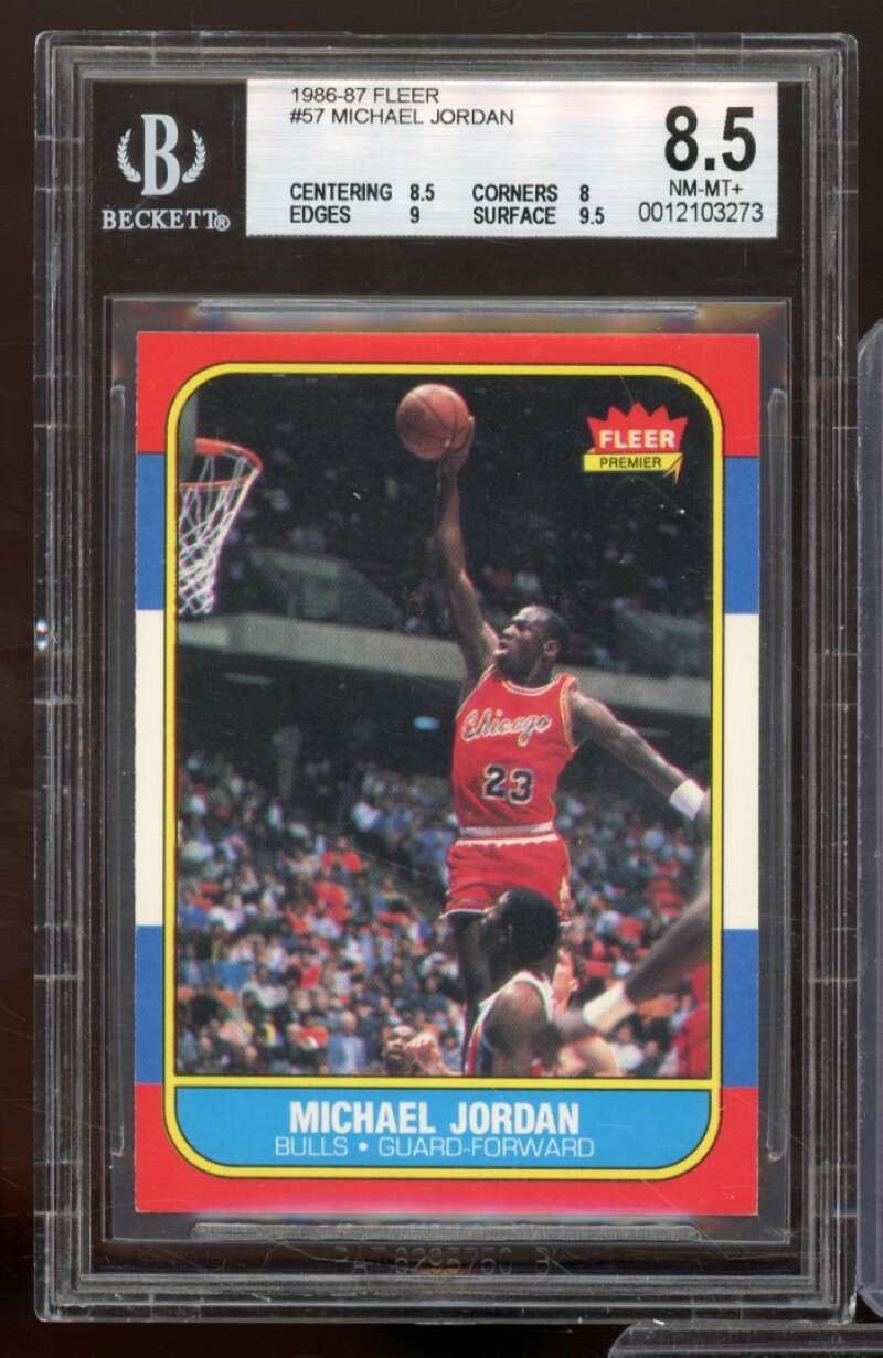 Michael Jordan Rookie Card 1986-87 Fleer #57 BGS 8.5 (8.5 8 9 9.5) Image 1