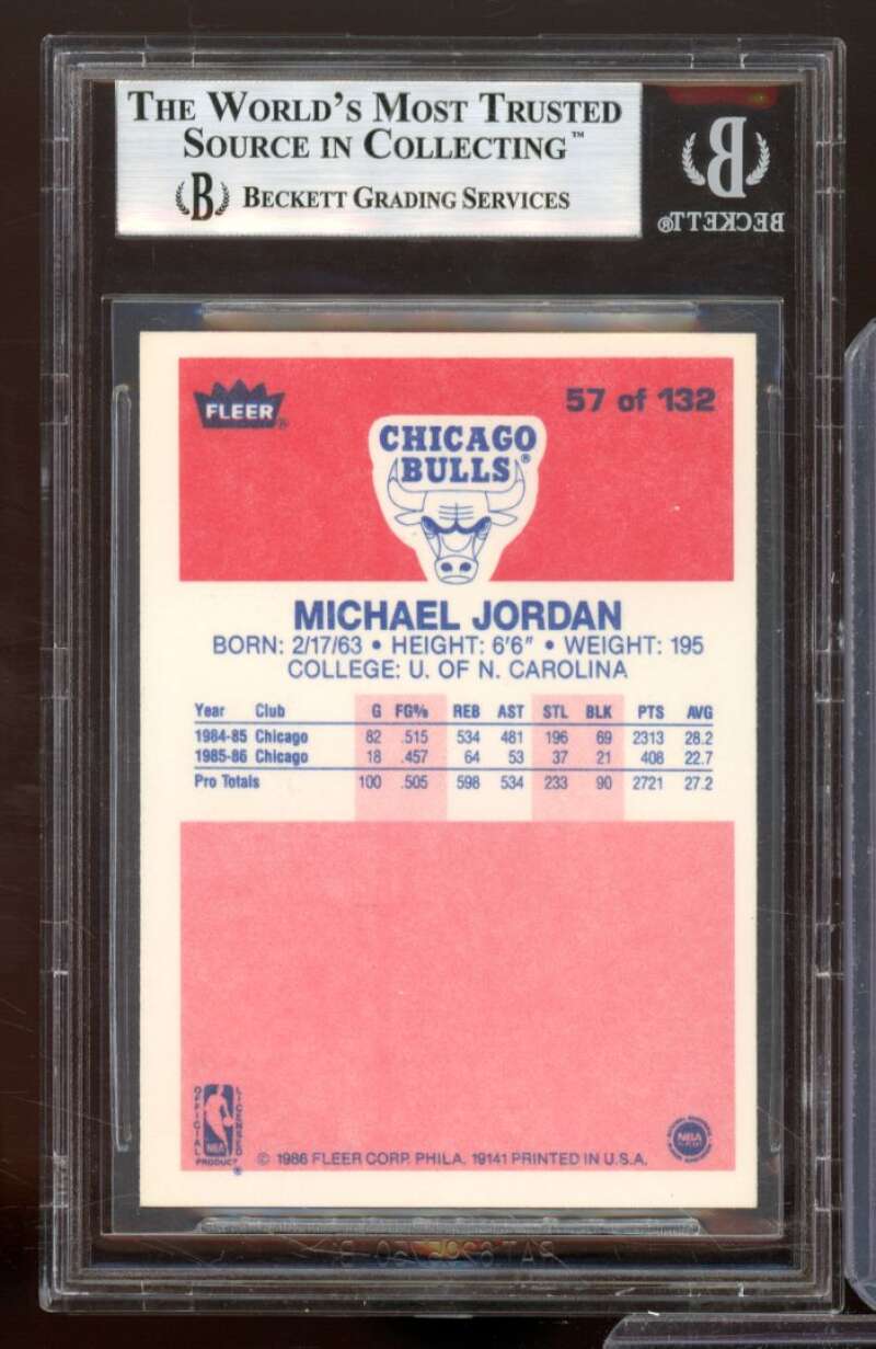Michael Jordan Rookie Card 1986-87 Fleer #57 BGS 8.5 (8.5 8 9 9.5) Image 2