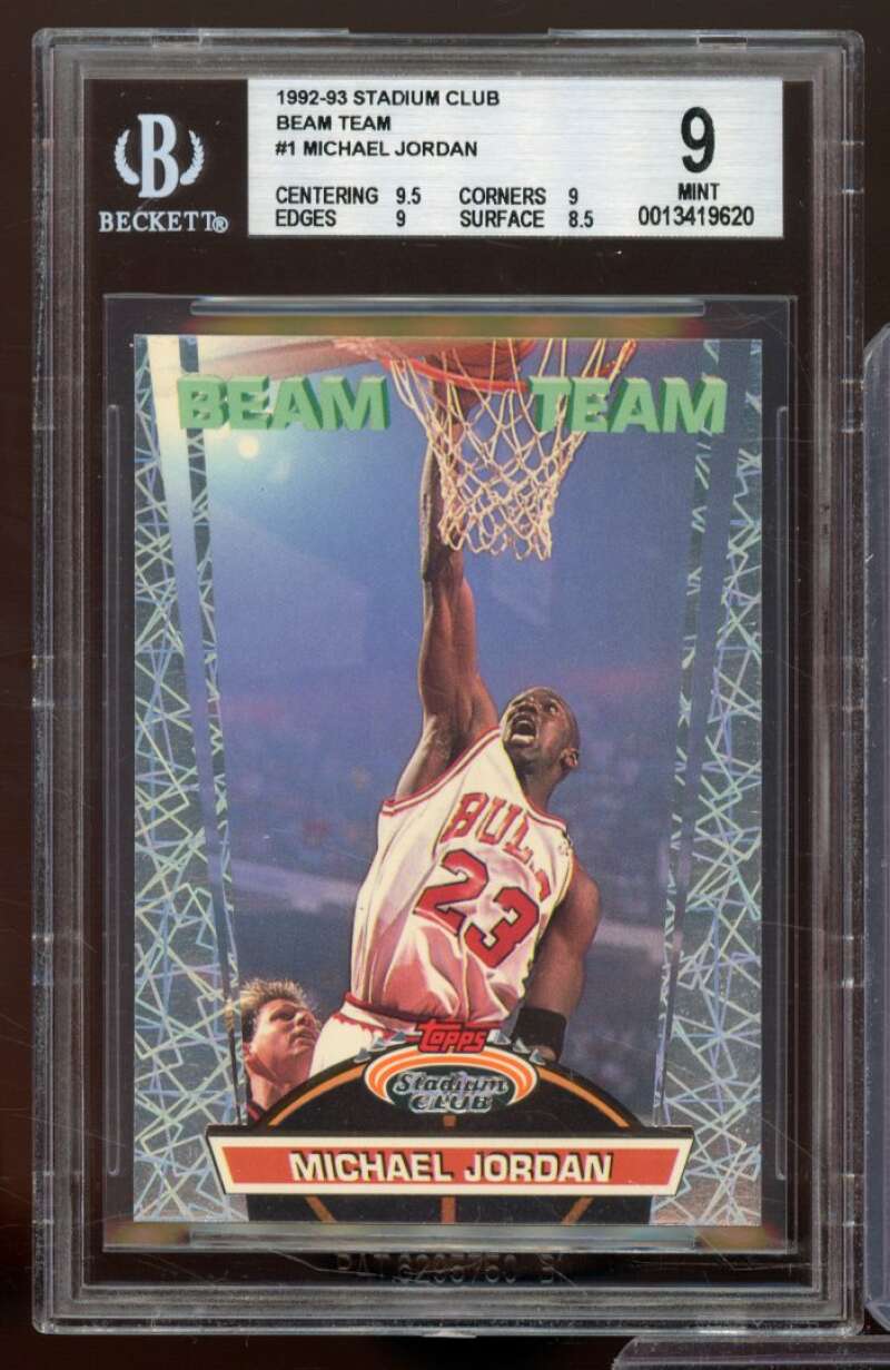 Michael Jordan Card 1992-93 Stadium Club Beam Team #1 BGS 9 (9.5 9 9 8.5) Image 1