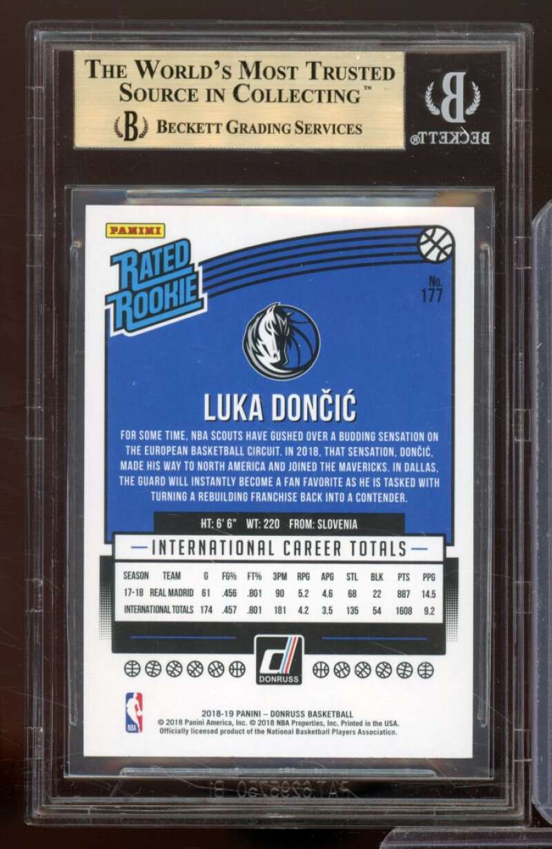 Luka Doncic Rookie Card 2018-19 Donruss #177 BGS 9.5 (9.5 9 9.5 9.5) Image 2