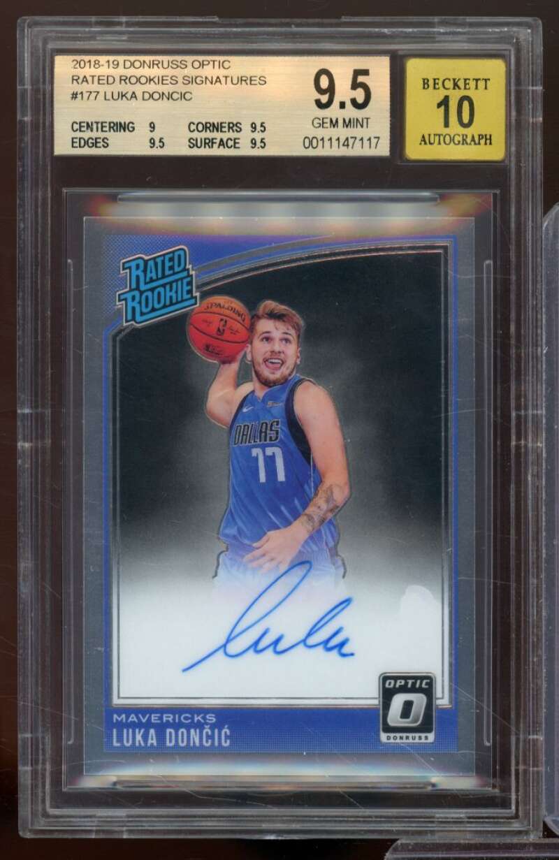 Luka Doncic Rookie 2018-19 Donruss Optic The Rookies Signatures #177 BGS 9.5 Image 1